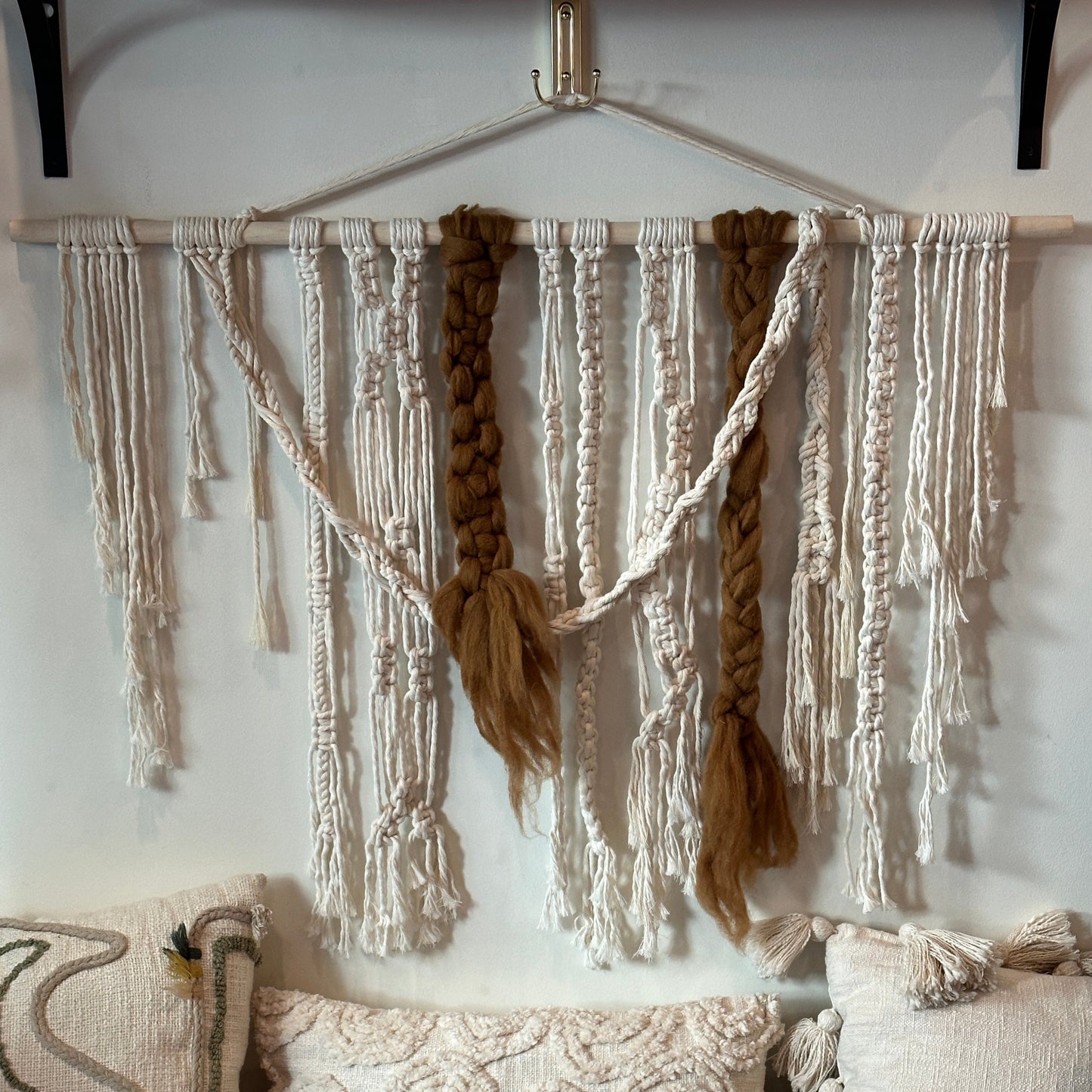 Large Natural & Ochre Macrame Wall Hanging