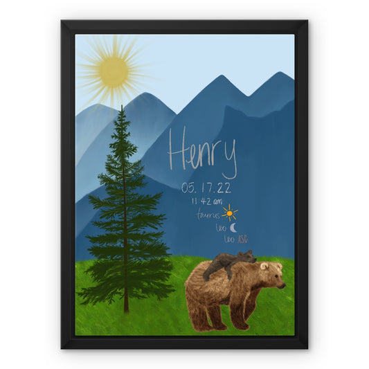 Bears Custom Birth Chart, Framed