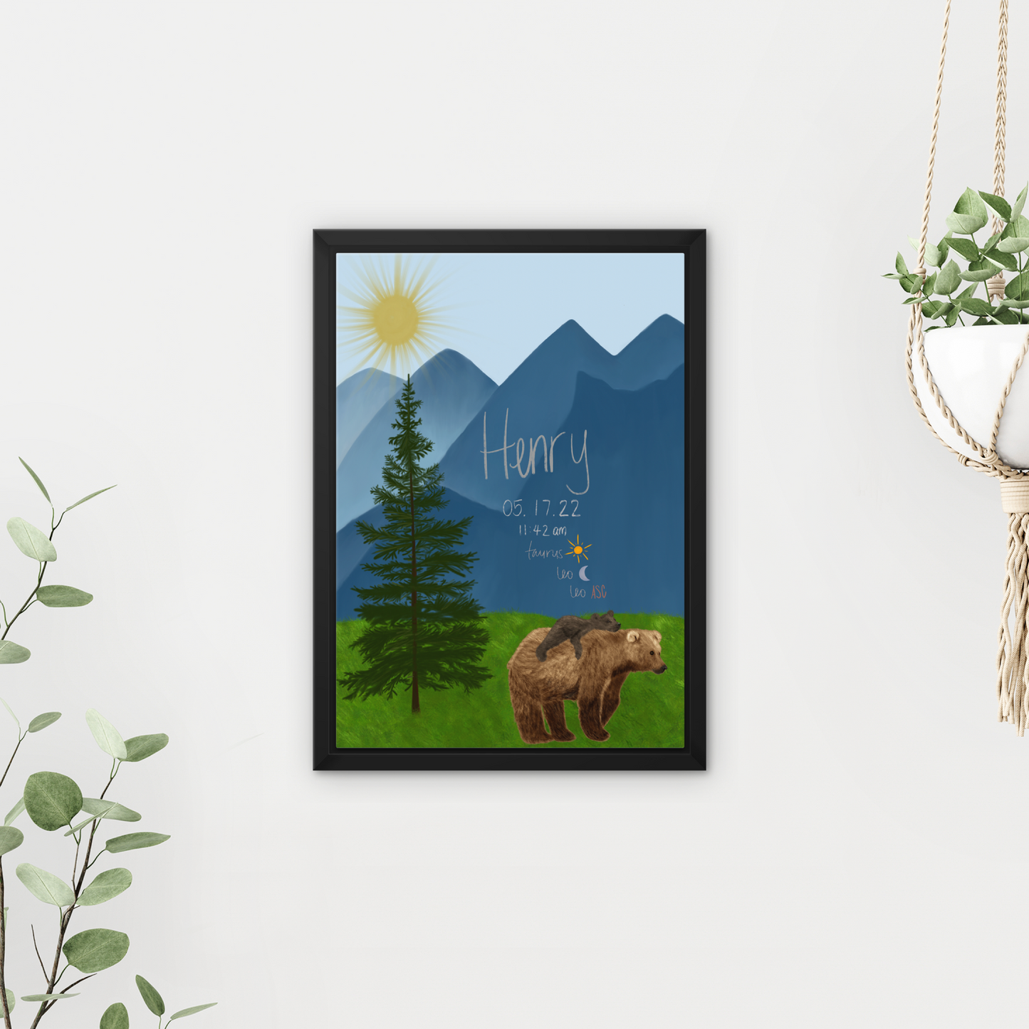 Bears Custom Birth Chart, Framed