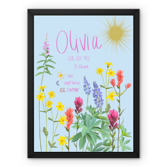 Wildflower Custom Birth Chart, Framed