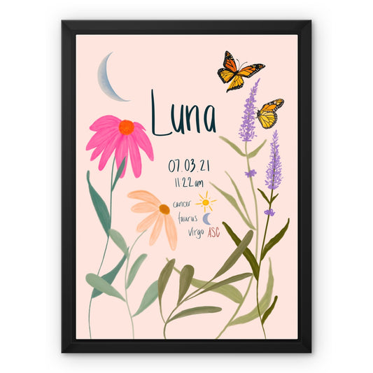 Butterflies Custom Birth Chart, Framed